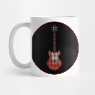 Tiled Pixel Red Pixie Guitar in a Black Circle Mug